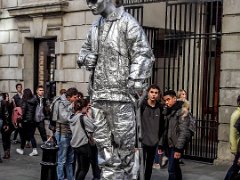 DSCF1684  Covent Garden Silver man London street performer, floating and levitating trick. : London 2017